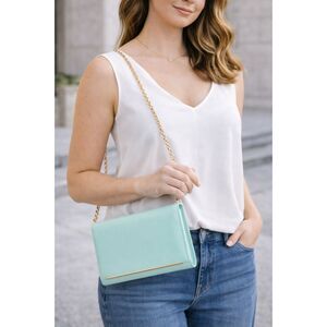 Halogen Multi-Compartment Small Purse Light Green